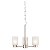 Westinghouse Sylvestre 3 Light Single Tier Up Lighting Chandelier with Frosted Seeded Glass Shades Brush Nickel