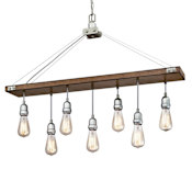 Westinghouse Elway 7 Light 36" Wide Linear Chandelier Barnwood / Galvanized Steel Accents