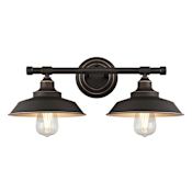 Westinghouse Iron Hill 2 Light 20" Wide Bathroom Vanity Light with Metallic Bronze Shades Oil Rubbed Bronze with Highlights