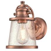 Westinghouse Emma Jane Single Light 10" Tall Outdoor Wall Sconce with Clear Seedy Glass Shade Washed Copper