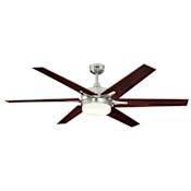 Westinghouse Cayuga 60" 6 Blade LED Indoor Ceiling Fan with Reversible Blades, Light Kit, Remote Control and Downrod Included Brushed Nickel