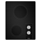 Whirlpool 17 Inch Wide 2 Burner Electric Cooktop with Dishwasher Safe Knobs Black