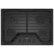 Whirlpool 30 Inch Wide 4 Burner Gas Cooktop with EZ-2-Lift Hinged Cast-Iron Grates Black