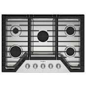 Whirlpool 30 Inch Wide 5 Burner Natural Gas Cooktop Stainless Steel