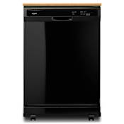 Whirlpool 24 Inch Wide 12 Place Setting Portable Front Control Dishwasher Black