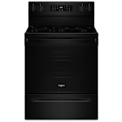 Whirlpool 30 Inch Wide 5.3 Cu. Ft. Free Standing Electric Range with Air Cooking Technology and FlexHeat Dual Elements Black