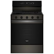 Whirlpool 30 Inch Wide 5 Cu. Ft. Free Standing Fingerprint Resistant Gas Range with Air Cooking Technology and SpeedHeat Burner Fingerprint Resistant Black Stainless