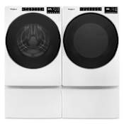 Whirlpool 27 Inch Wide 4.5 Cu. Ft. Electric Washer and 27 Inch Wide 7.4 Cu. Ft. Gas Dryer Laundry Pair with Storage Pedestal and Wrinkle Shield™ White
