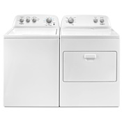 Whirlpool 28 Inch Wide 3.8 Cu. Ft. Electric Washer and 29 Inch Wide 7 Cu. Ft. Gas Dryer Laundry Pair with AutoDry White