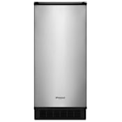 Whirlpool 15 Inch Wide 25 Lbs. Capacity Free Standing and Undercounter Ice Maker with Fast Ice Option Fingerprint Resistant Stainless Steel