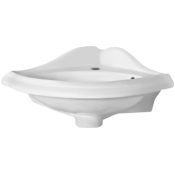 Whitehaus China 17-1/4" Wall Mounted Corner Bathroom Sink with Single Faucet Hole White