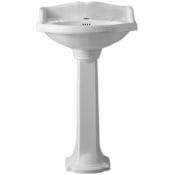 Whitehaus Isabella Collection 23" x 18" Traditional Pedestal Sink with One Faucet Hole and Overflow White