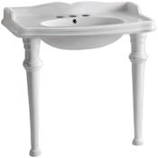 Whitehaus Isabella 40-1/2" Oval Vitreous China Console Bathroom Sink with Overflow and 3 Faucet Holes at 8" Centers White