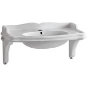 Whitehaus Isabella 40-1/2" Oval Vitreous China Wall Mounted Bathroom Sink with Overflow and Single Faucet Hole White
