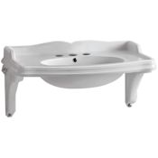 Whitehaus Isabella 40-1/2" Oval Vitreous China Wall Mounted Bathroom Sink with Overflow and 3 Faucet Holes at 8" Centers White
