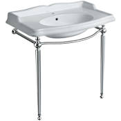 Whitehaus Britannia 35" Specialty Vitreous China Wall Mounted Console Bathroom Sink with 1 Faucet Hole White / Chrome