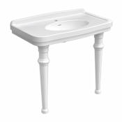 Whitehaus 41-3/8" Rectangular Vitreous China Console Bathroom Sink with Overflow and Single Faucet Hole White
