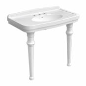 Whitehaus 41-3/8" Rectangular Vitreous China Console Bathroom Sink with Overflow and 3 Faucet Holes at 8" Centers White
