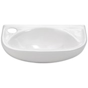 Whitehaus Isabella 16-1/4" D-Shaped Vitreous China Wall Mounted Bathroom Sink with Single Hole Faucet Drilling on Left White
