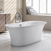 Whitehaus Bathhaus Acrylic Soaking Tub with Center Drain, Drain Assembly, and Overflow White