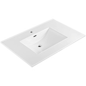 Whitehaus 31" Rectangular Vitreous China Drop In Bathroom Sink with Overflow and Single Faucet Hole White