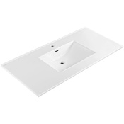 Whitehaus 49" Rectangular Vitreous China Drop In Bathroom Sink with Overflow and Single Faucet Hole White