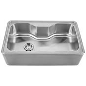 Whitehaus Single Bowl Drop-In Sink with Seamless Customized Front-Apron Brushed Stainless Steel
