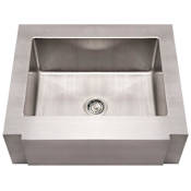 Whitehaus Commercial Single Bowl Undermount Sink with Front-Apron and Square Front Design Brushed Stainless Steel