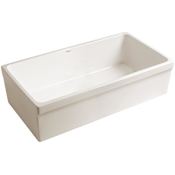 Whitehaus 36" Large Quatro Alcove Reversible Fireclay Farm House Sink from the Farmhaus Collection - Apron Front Biscuit