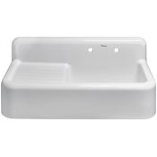 Whitehaus Heritage 41-3/8" Farmhouse Single Basin Fireclay Kitchen Sink White