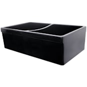 Whitehaus 33" Double Basin Reversible Fireclay Farm House Sink from the Farmhaus Collection - Apron Front Black