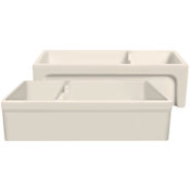 Whitehaus Glencove 42" Undermount Double Basin Fireclay Kitchen Sink Biscuit