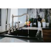 Whitehaus Waterhaus 1.5 GPM Bridge Kitchen Faucet with Side Spray Brushed Stainless Steel