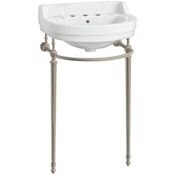 Whitehaus 21-5/8" Specialty Vitreous China Console Bathroom Sink with Overflow and 3 Faucet Holes at 8" Centers White / Brushed Nickel