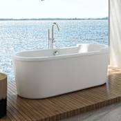 Whitehaus Bathhaus Acrylic Soaking Tub with Center Drain, Drain Assembly, and Overflow White