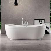 Whitehaus Bathhaus Acrylic Soaking Tub with Rear Drain, Drain Assembly, and Overflow White
