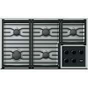 Wolf 36 Inch Wide 5 Burner Transitional Liquid Propane Cooktop Stainless Steel