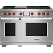 Wolf 48 Inch Wide 7.8 Cu. Ft. Free Standing Dual Fuel Range with Char Broiler and Griddle Stainless Steel