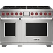Wolf 48 Inch Wide 7.8 Cu. Ft. Free Standing Dual Fuel Range with Gourmet Mode and Dual VertiFlow™ Convection System Stainless Steel