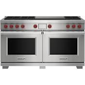 Wolf 60 Inch Wide 10.2 Cu. Ft. Free Standing Dual Fuel Range with French Top and Gourmet Mode Stainless Steel