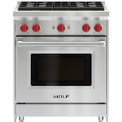 Wolf 30 Inch Wide 4.4 Cu. Ft. Free Standing Liquid Propane Range Stainless Steel