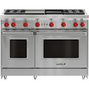 Wolf 48 Inch Wide 7 Cu. Ft. Free Standing Gas Range with Infrared Charbroiler and Griddle Stainless Steel