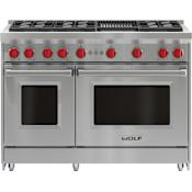 Wolf 48 Inch Wide 7 Cu. Ft. Free Standing Liquid Propane Range with Infrared Charbroiler Stainless Steel