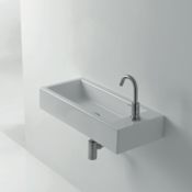 WS Bath Collections Hox 27-3/5" Ceramic Wall Mounted or Vessel Bathroom Sink with Single Faucet Hole White