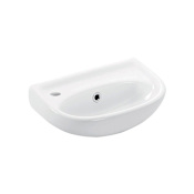WS Bath Collections Basic 15-1/2" Oval Ceramic Wall Mounted Bathroom Sink with Single Faucet Hole and Overflow White