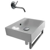 WS Bath Collections Cento 15-11/16" Ceramic Wall Mounted / Vessel Bathroom Sink with Overflow White