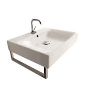 WS Bath Collections Cento 23-5/8" Ceramic Wall Mounted / Vessel Bathroom Sink With 1 Hole Drilled and Overflow White