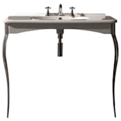 WS Bath Collections 39-1/2" Ceramic Wall Mounted Bathroom Console with 1 or 3 Holes Drilled and Metal Legs White / Chrome