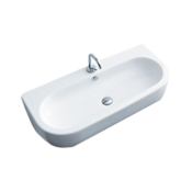 WS Bath Collections 35-7/16" Ceramic Wall Mounted / Vessel Bathroom Sink With 1 Hole Drilled and Overflow White