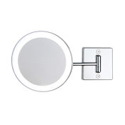 WS Bath Collections Discololed 9-1/8" Diameter Circular Framed Makeup Wall Mirror Polished Chrome